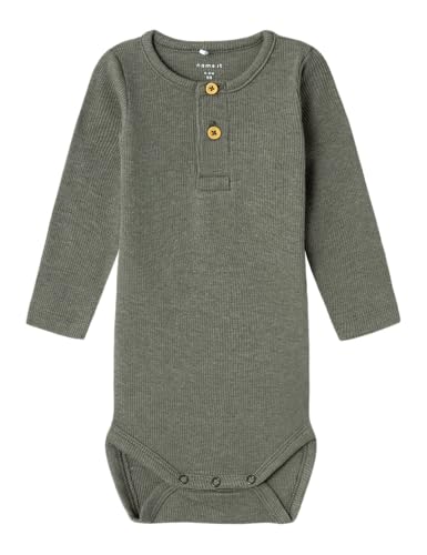 NAME IT Baby - Jungen Nbmkab Ls Body Noos, Dusty Olive/Detail:melange, 56