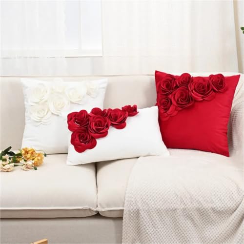 Housse de coussin roses 3D velours pour raviver un canapé terne et sans relief - 3