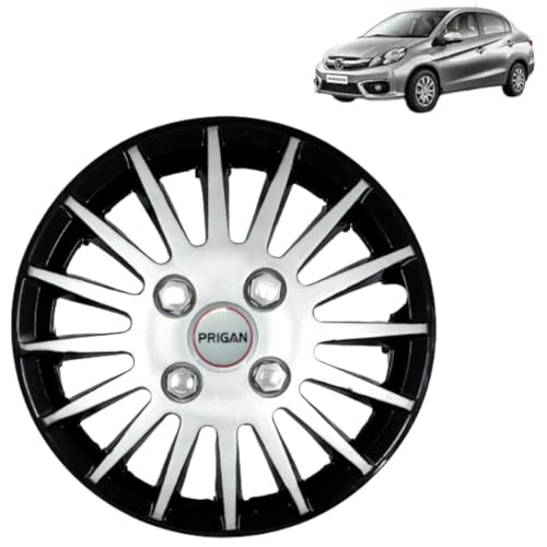 Image of PRIGAN Amaze Black Silver Wheel Cover 14 inch for -Amaze (Set of 4 Pcs) (Press Fitting) Model- Camry DC 14