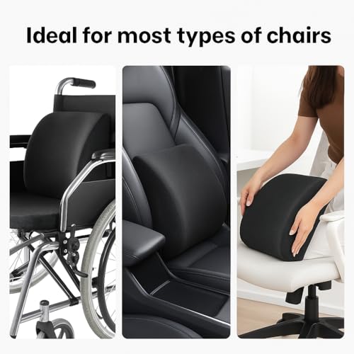Image of Homerz Ergonomic Lumbar Support Cushion for Office Chair & Car Seat | Orthopedic Memory Foam Backrest for Long Sitting & Back Pain Relief (Lumbar Back Seat)