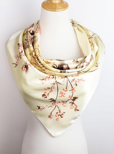 Image of Women's 35 inch Satin Square Silk Like Hair Scarves and Wraps Headscarf for Sleeping | Silk Feel Neckerchief, Hair Scarf, Fashion Bandana, Headscarf, Headband, Hair Wrap Sleeping, Daily Fashion Styling