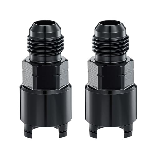 ROSY PIXEL Fuel Adapter Connector 2 Pieces 6AN Male Flared to 3/8" Quick Connect/Disconnect Female Push EFI Connector Aluminum (AN6-3/8 - Blackblack)