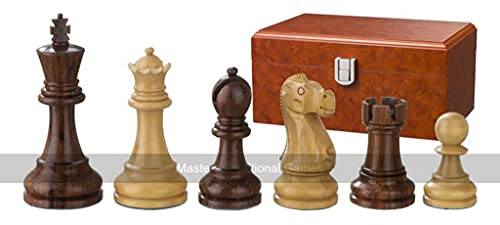 Philos Premium Sheesham and Boxwood Staunton Triple Weighted Chess Pieces (3.75 inch King, with Wooden Box)