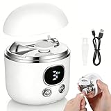 Electric Nail Clipper, 3-in-1 Electric Nail Trimmer with LED Light & Nail Scraps Storage, 3-Speed Automatic Nail Trimmer with Polishing and Magnifying Glass for Adults, Seniors and Kids (White)