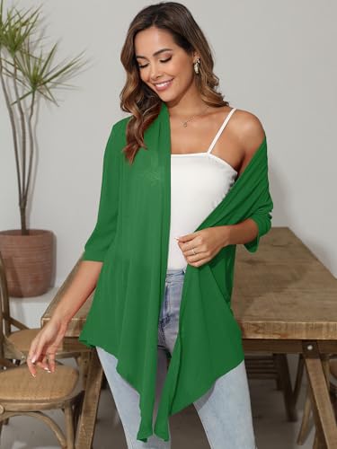 Image of Women's Lightweight Open Front Cardigans Short Sleeve Casual Soft Sheer Cardigan S-2XL with Pockets