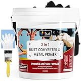 DWIL Rust Converter for Metal, 2 in 1 Rust Converter Paint and Primer, Converts Rust to Long-Lasting Protective Coating, Anti Rust and Rust Prevention Paint, No Sanding or Primer Needed, Black, 64 oz