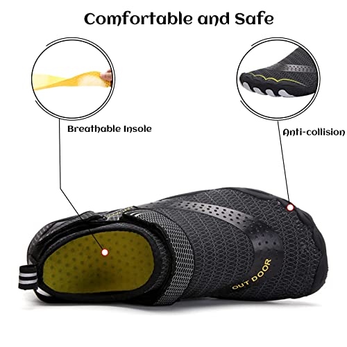 deenor Adjustable Water Shoes for Men Quick Dry Wide Toe Aqua Shoes for Swim Beach Surf4