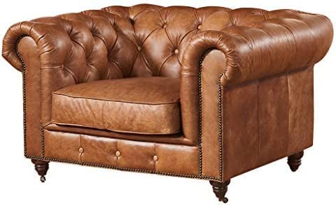 Image of A to Z Furniture Modern Classic Fabric & Valvet Tufted Chesterfield Sofa Living Room and Office (Brown latharrate)