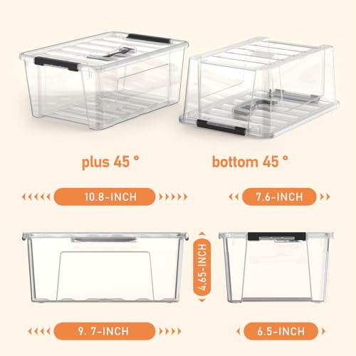 Image of 8 Pack Clear Plastic Storage Bins with Lids and Handle, Small Stackable Latching Storage Boxes for Organization (5 Quart)