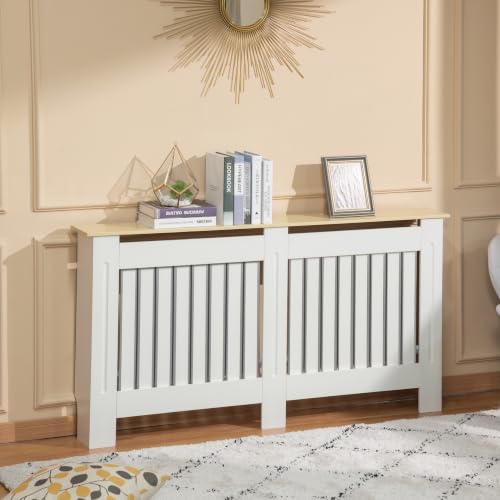 HOMCOM Cubre Radiadores Cubierta para Radiador de MDF 152x19x83 cm Blanco