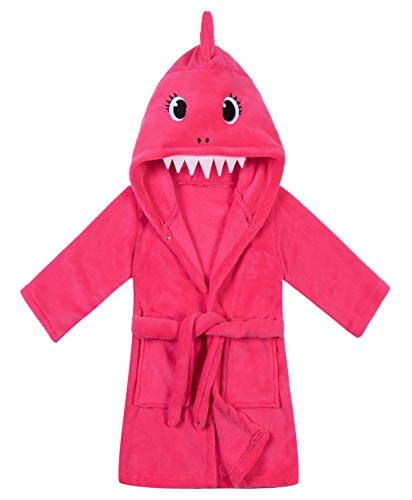 Kids Boys Girls Shark Soft Hooded Bathrobe Toddler Robe with Animal Hood (Red shark robes, 2-3T)
