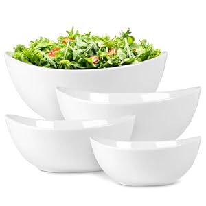 Home Beets White Ceramic Serving Bowls for Entertaining, 10-18-28-42 Ounce, Microwave, Oven & Dishwasher Safe, Large Serving Dishes, Prep Salad Bowls for Pasta, Parties, Catering, Set of 4