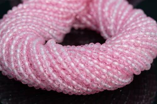 Miniatura 2 de Cuentas redondas facetadas AAA de 0.118 in de cuarzo de cristal rosa claro natural 15"