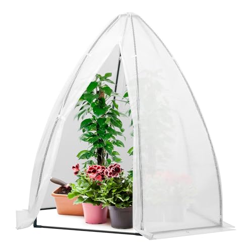 VIVOSUN Portable Mini Greenhouse 47x23x23-Inch Tunnels, PE Cover with Roll-up Zipper Door, for Indoor Outdoor or Garden Plant Growing, White
