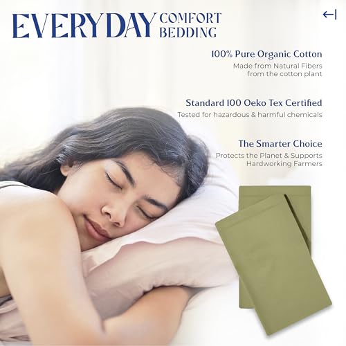 Image of Mayfair Linen Organic Cotton Queen Pillow Cases Set of 2, Soft, Sage Green