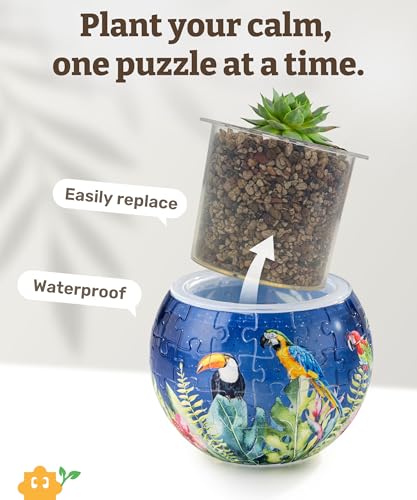 Image of PieceRelax 3D Puzzle Planter 80 Pieces - Flower Pot - Bird of Paradise, for Mom, Home Decor Flower Pots for Indoor Cactus, Succulents Pots [K1106]