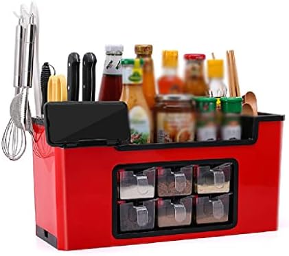 Multifunctional kitchen shelf Seasoning box seasoning tank bottle storage Spoon cutter combined(E,44 * 16.5 * 21cm) image 5