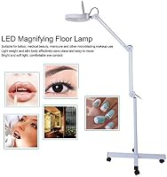 Cocoarm LED Nagyítós Lámpa Állvánnyal 5x Nagyítás Kozmetikai Munkalámpa Állítható Magasság Fehér Kerekekkel 9