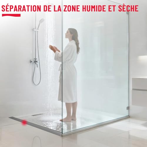 Hzetuu Seuil de Douche Barrage d'eau Silicone (170 cm) - Barrière de Douche Anti Débordement Pliable & Autoadhésive pour Salle de Bains et Cuisine - Accessibilité PMR Fauteuil Roulant – vue 2