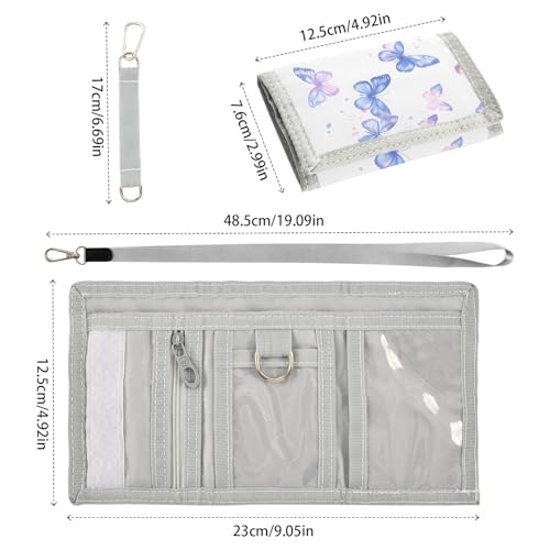 ALAZA Kids Wallets for Boys Girls Toddler Trifold Wallet Children Small White Butterfly with Zipper Coin Pocket3