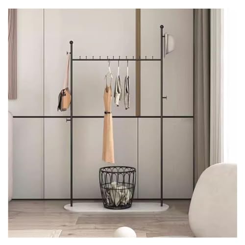 Portant à vêtements avec panier à linge sale penderie métal robuste