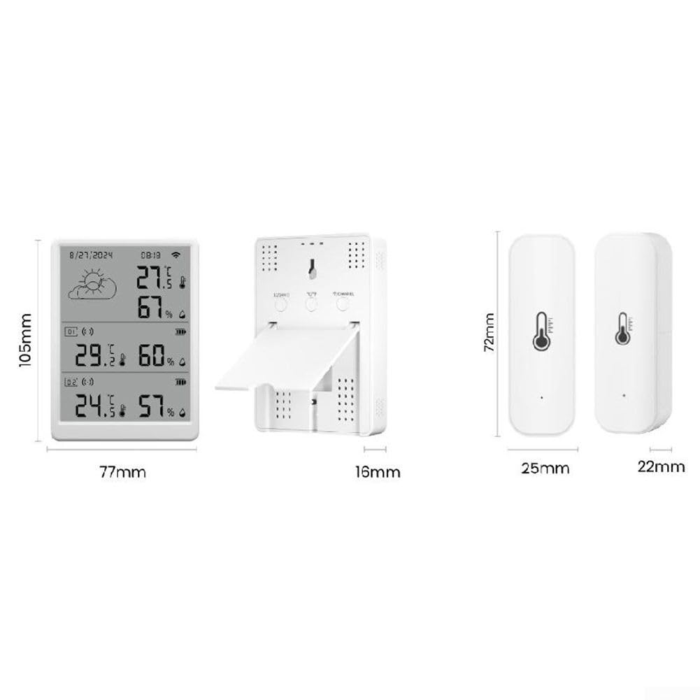Monitor di temperatura e umidità WiFi, sensore wireless di temperatura e umidità, con monitor remoto e allarme di notifica, per la casa (1 set (da 1 a 2)