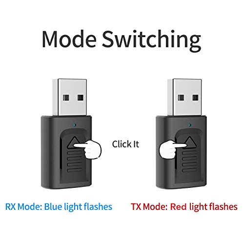 GeekerChip Adattatore Bluetooth USB per Audio,Ricevitore/Trasmettitore Bluetooth 5.0 USB,Adattatore Wireless Portatile per TV/Auto/Laptop con Jack AUX-in 3,5mm Denoise HiFi Music