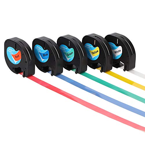 ASHATA 5PK ���x�����O�e�[�v LetraTag�v���X�`�b�N91331 12mm���x���e�[�v���~�l�[�g�l�ߑւ��p�N�C�b�N���