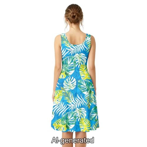 Image of Dreaweet Casual Sleeveless Dresses for Women Girls, Round Neck Tank Dresses with Pockets Summer Sundress Size XS-4XL