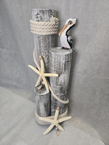 Pelicanonwoodpilingsnauticalstatuewithhangingstarfishcoastaldecorforporchgardenorpoolsidemarinebirdsculpturenauticaldecor  Urban Country Home Decor Pelican on wood pilings nautical statue with hanging starfishcoastal decor for porch garden or poolside marine bird sculpture nautical decor  urban country home decor