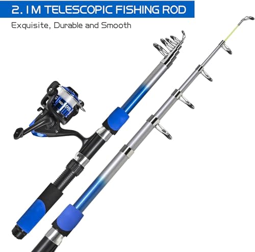 Bolsa de pesca completa con caña retráctil para evitar enredos de viaje 5