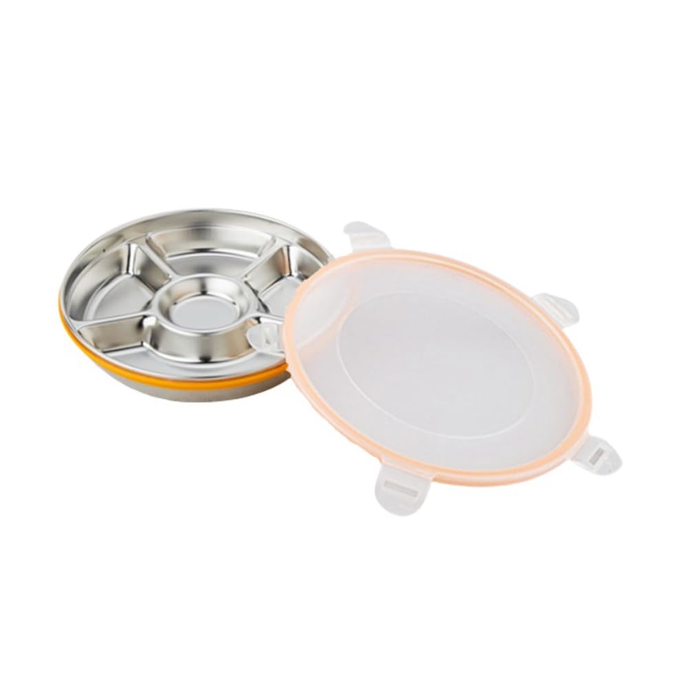 CTRLZS Divided Serving Tray with Lid Snack Tray Stainless Steel 5 Compartments Platter Snackle Boxes Container
