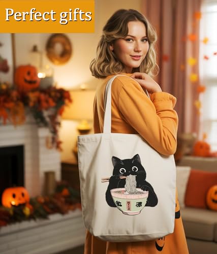 Image of Cat Gifts Tote Bag for Women Girls, Cat Lover Gifts Tote Bag for Daughter Besties, Medium Size with Inner Pocket