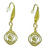 Handmade Earrings, Golden Laser Cut Stainless Steel Blessed Virgin Mary Image on Golden Surgical Stainless Steel Ear Wires