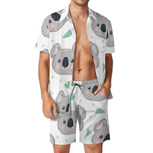 Chemise Hawaïenne Homme Raton Laveur Short Pantalon de Plage Été S