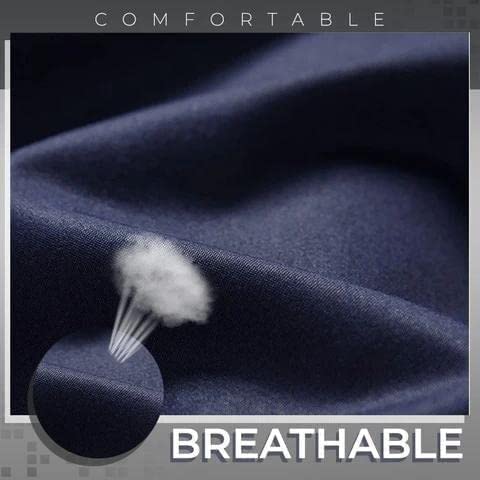 Men's Ice Silk Suit Pants, Gentleman Non-Ironing Anti-Wrinkle Suit Pants, Men's Summer Ice Cool Breathable Pants (Color : Navy Blue, Size : 38)4