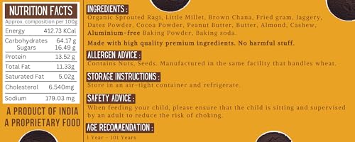 Image of Tummy Friendly Chocolate Millet Cookies for Kids Adults. Millet Biscuits, Ragi and Jaggery. Healthy Snacks for Kids Babies 1 Year Old. Chocolate Cookies Biscuit. Gift the Best Healthy Biscuits for Kids - 75 grams, 1 Pack (3 Packs, 3, gram)