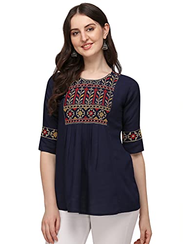 Image of Riva Enterprise Rayon Fabric with Embroidery Stitched Top