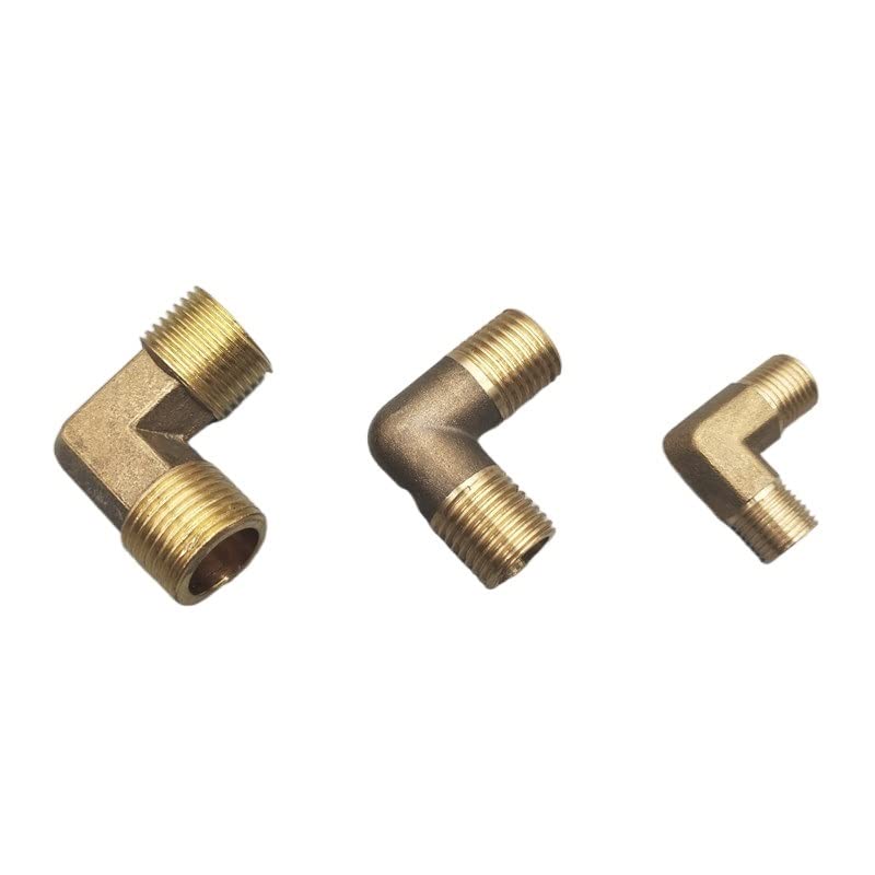 Accesorios De Tubería En Codo Acoplador de conector de montaje de tubería de codo de latón de 90 grados de rosca hembra x macho for adaptador de cobre de combustible de agua Para Conexiones(M,1")