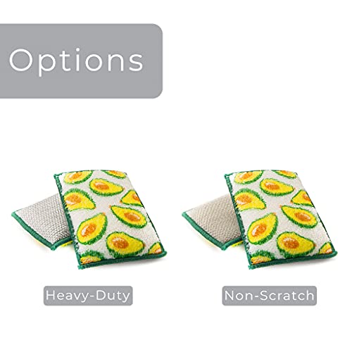 Image of Smart Design Non Scratch Scrub Sponge with Bamboo Odorless Rayon Fiber - Set of 9 - Ultra Absorbent - Soft and Scrubber Side - Cleaning, Dishes, and Hard Stains - Prints