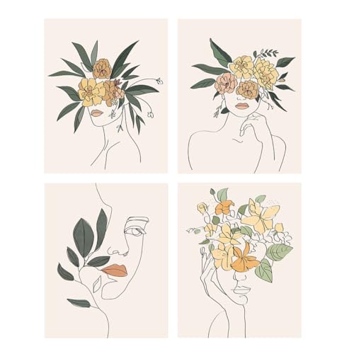 Cuadro sin marco pinturas decorativas abstractas línea flores mujer adorno pared casa
