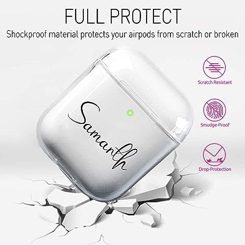 Image of MITZVAH Custom Name Personalised Airpod 2 Case for Airpods 1st and Airpod 2nd Generation Case Cover, Customized Airpods 2 Transparent case with Keychain (Simple Name-Black)