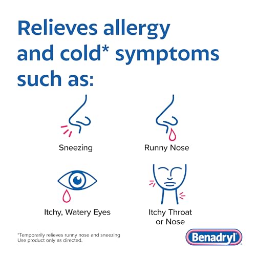 Image of Benadryl Ultratabs Allergy Medicine,25 mg Diphenhydramine HCl Antihistamine Tablets for Cold & Allergy Relief of Symptoms Like Sneezing,Runny Nose,Itchy Eyes & Throat,Hay Fever,100 Count (Pack of 2)