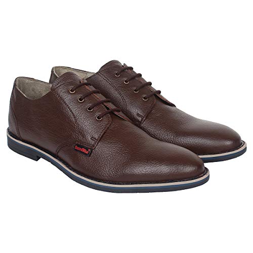Image of SeeandWear Formal Shoes for Mens. Brown Pure Leather Branded Pointed with lace up Shoe.