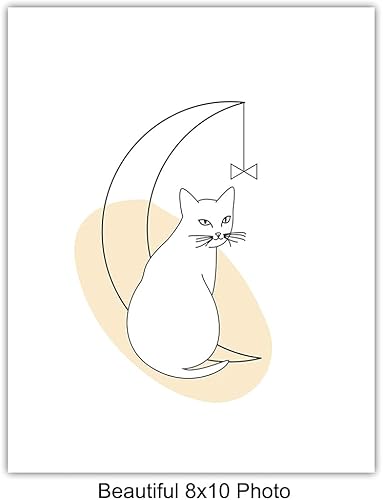 Miniatura 4 de Mid-Century Modern Wall Art - Cat Wall Decor - Cat Lover Gifts for Women - Abstract Minimalist Wall Collage Posters - Aesthetic Line Art Room Decor