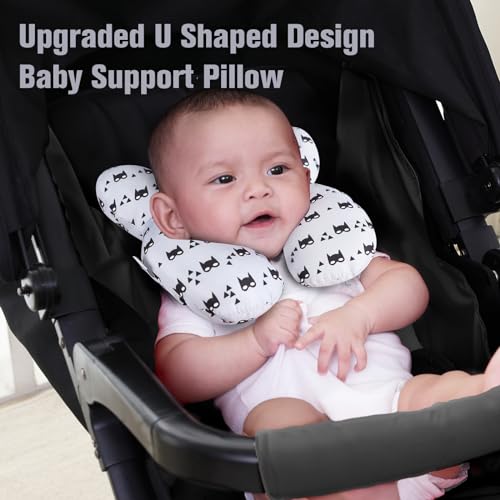 Image of KAKIBLIN Baby Travel Pillow for Head and Neck, Upgraded Baby Support Pillow, Baby Neck Pillows for Car Seat,Pushchair,Travel, Grey