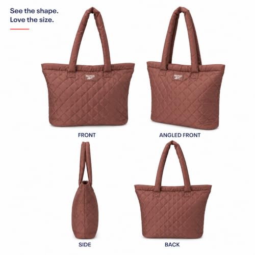 Image of Reebok Womens Tote Bag - Lightweight Carry On Puffer Quilted Tote Bag for Travel Work Travel and Daily Essentials
