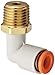 SMC KQ2L07-35A PBT & Brass Push-to-Connect Tube Fitting, 90 Degree Elbow, 1/4" Tube OD x 1/4" NPT Male