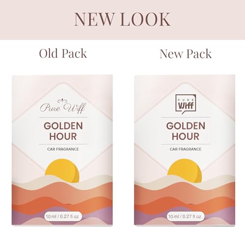 Image of Golden Hour Car Perfume Diffuser - 10ML Long Lasting Hanging Car Air Freshener | Premium Natural Car Fragrance Oils in Glass Bottle with Wooden Diffuser Cap | Lasts up to 75 Days | IFRA Cert