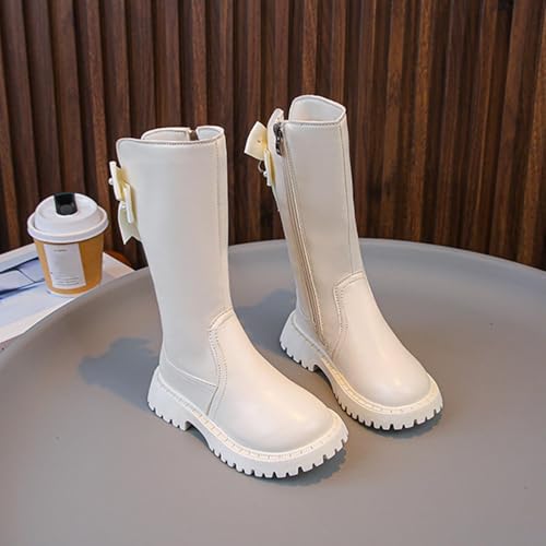 Kid's Girls Leather Lace-Up Zipper Mid Calf Combat Riding Winter Boots Fall Winter Fashion (Little Kid/Big Kid)3